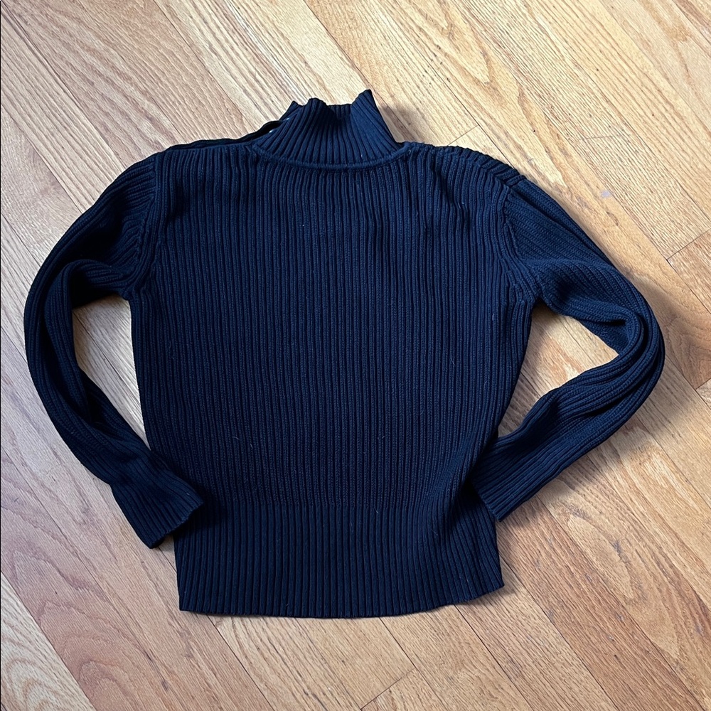 J. Jill Black Ribbed Turtleneck Sweater